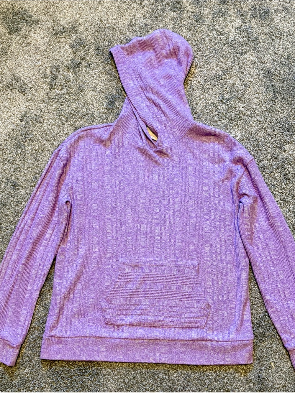 Light Purple Hooded Knit Pullover Sweatshirt